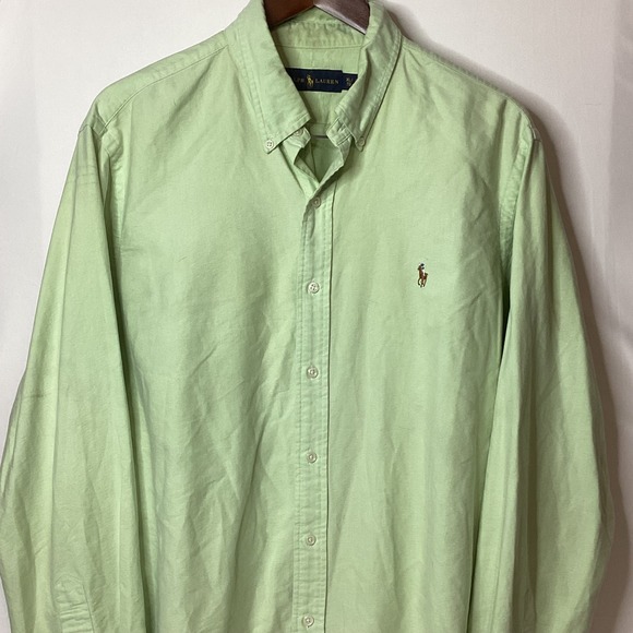 Ralph Lauren Men's Green Button‎ Down Shirt Long Sleeve Polo Pony Logo Size XL - Picture 3 of 12